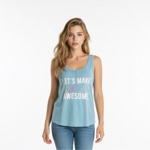 Stylish Blue Graphic Tank Top